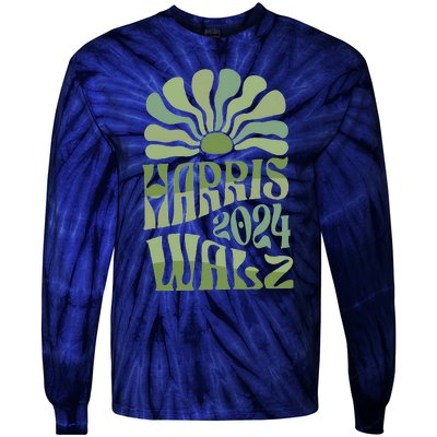 Kamala Harris Tim Walz 2024 Boho Aesthetic Harris Waltz 2024 Tie-Dye Long Sleeve Shirt