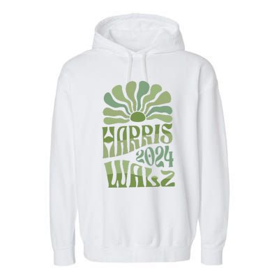 Kamala Harris Tim Walz 2024 Boho Aesthetic Harris Waltz 2024 Garment-Dyed Fleece Hoodie