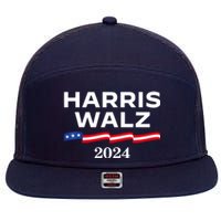 Kamala Harris Tim Walz 2024 Election For President 7 Panel Mesh Trucker Snapback Hat