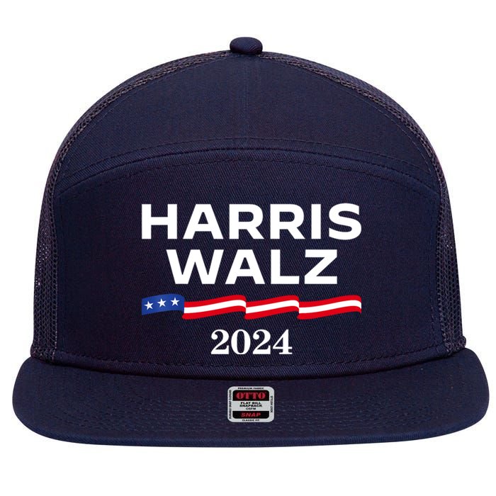 Kamala Harris Tim Walz 2024 Election For President 7 Panel Mesh Trucker Snapback Hat