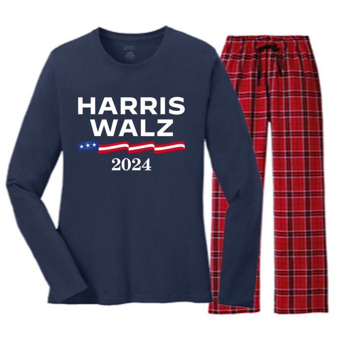 Kamala Harris Tim Walz 2024 Election For President Women's Long Sleeve Flannel Pajama Set 