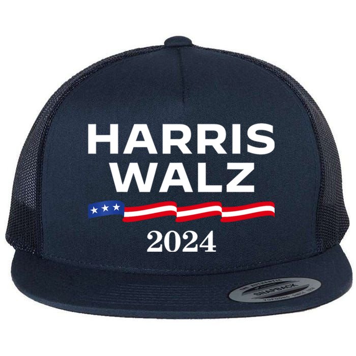 Kamala Harris Tim Walz 2024 Election For President Flat Bill Trucker Hat