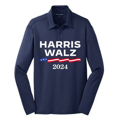 Kamala Harris Tim Walz 2024 Election For President Silk Touch Performance Long Sleeve Polo