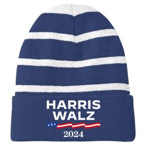 Kamala Harris Tim Walz 2024 Election For President Striped Beanie with Solid Band