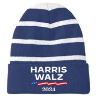 Kamala Harris Tim Walz 2024 Election For President Striped Beanie with Solid Band