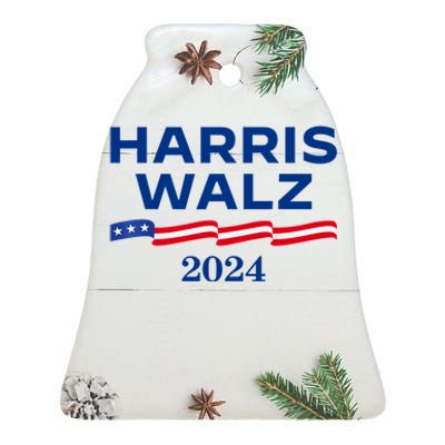 Kamala Harris Tim Walz 2024 Election For President Ceramic Bell Ornament