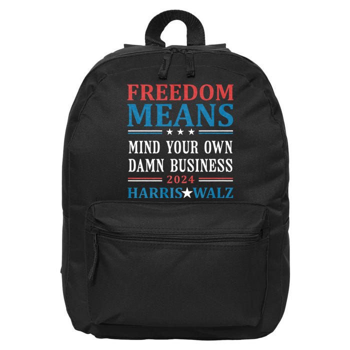 Kamala Harris Tim Walz Mind Your Own Damn Business Vintage 16 in Basic Backpack