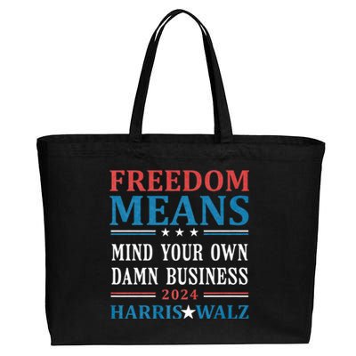 Kamala Harris Tim Walz Mind Your Own Damn Business Vintage Cotton Canvas Jumbo Tote