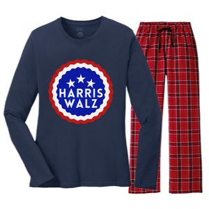 Kamala Harris Tim Walz Waltz Election Party Wear Women's Long Sleeve Flannel Pajama Set 