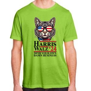 Kamala Harris Tim Walz 2024 Mind Your Own Damn Business Patriotic Cat Adult ChromaSoft Performance T-Shirt