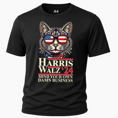 Kamala Harris Tim Walz 2024 Mind Your Own Damn Business Patriotic Cat Performance Shirt