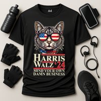 Kamala Harris Tim Walz 2024 Mind Your Own Damn Business Patriotic Cat Cooling Performance Crew T-Shirt