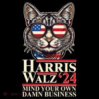 Kamala Harris Tim Walz 2024 Mind Your Own Damn Business Patriotic Cat City Backpack