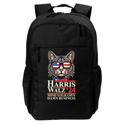 Kamala Harris Tim Walz 2024 Mind Your Own Damn Business Patriotic Cat Backpack