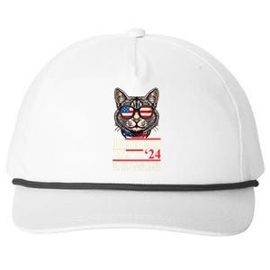 Kamala Harris Tim Walz 2024 Mind Your Own Damn Business Patriotic Cat Snapback Five-Panel Rope Hat