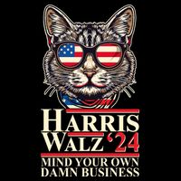 Kamala Harris Tim Walz 2024 Mind Your Own Damn Business Patriotic Cat Flatbill Hat