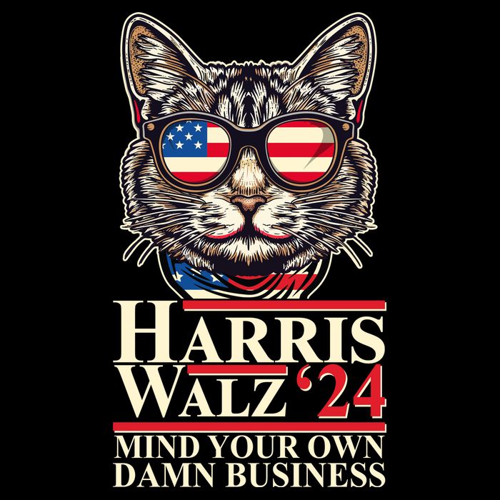 Kamala Harris Tim Walz 2024 Mind Your Own Damn Business Patriotic Cat Flatbill Hat