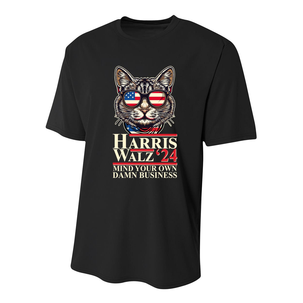 Kamala Harris Tim Walz 2024 Mind Your Own Damn Business Patriotic Cat Youth Performance Sprint T-Shirt