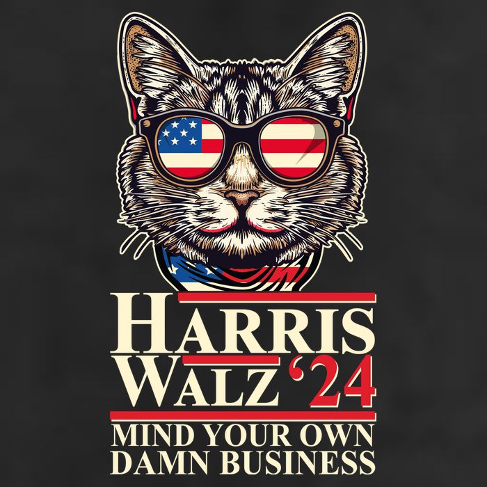 Kamala Harris Tim Walz 2024 Mind Your Own Damn Business Patriotic Cat Golf Towel