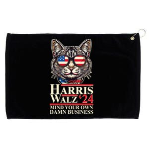 Kamala Harris Tim Walz 2024 Mind Your Own Damn Business Patriotic Cat Grommeted Golf Towel