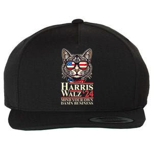 Kamala Harris Tim Walz 2024 Mind Your Own Damn Business Patriotic Cat Wool Snapback Cap