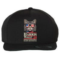 Kamala Harris Tim Walz 2024 Mind Your Own Damn Business Patriotic Cat Wool Snapback Cap