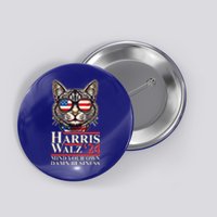 Kamala Harris Tim Walz 2024 Mind Your Own Damn Business Patriotic Cat Button