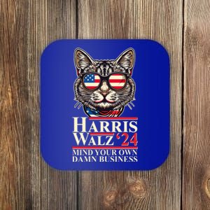 Kamala Harris Tim Walz 2024 Mind Your Own Damn Business Patriotic Cat Coaster