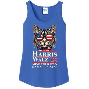 Kamala Harris Tim Walz 2024 Mind Your Own Damn Business Patriotic Cat Ladies Essential Tank