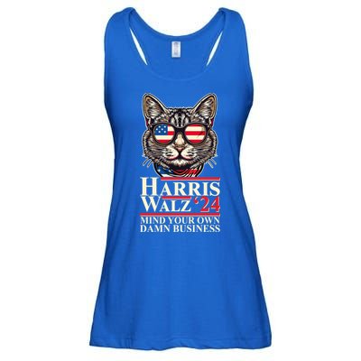 Kamala Harris Tim Walz 2024 Mind Your Own Damn Business Patriotic Cat Ladies Essential Flowy Tank