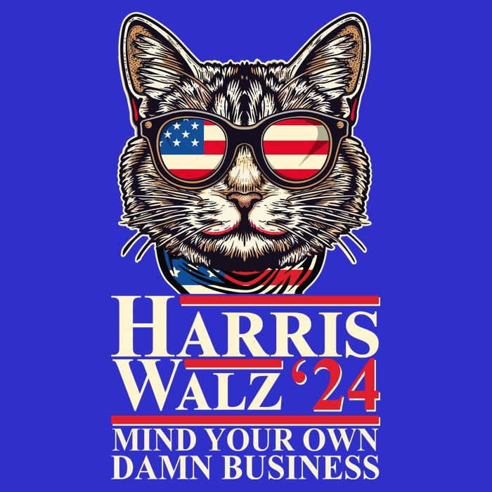 Kamala Harris Tim Walz 2024 Mind Your Own Damn Business Patriotic Cat 16 in Basic Backpack