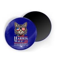 Kamala Harris Tim Walz 2024 Mind Your Own Damn Business Patriotic Cat Magnet