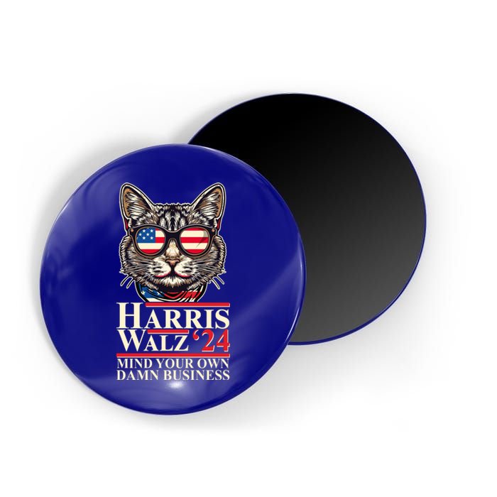 Kamala Harris Tim Walz 2024 Mind Your Own Damn Business Patriotic Cat Magnet