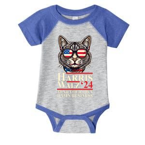 Kamala Harris Tim Walz 2024 Mind Your Own Damn Business Patriotic Cat Infant Baby Jersey Bodysuit