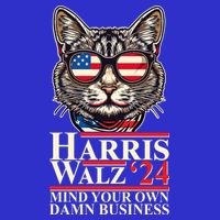 Kamala Harris Tim Walz 2024 Mind Your Own Damn Business Patriotic Cat Toddler T-Shirt