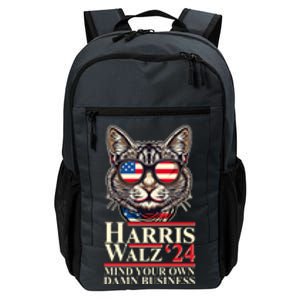 Kamala Harris Tim Walz 2024 Mind Your Own Damn Business Patriotic Cat Daily Commute Backpack