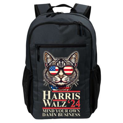 Kamala Harris Tim Walz 2024 Mind Your Own Damn Business Patriotic Cat Daily Commute Backpack