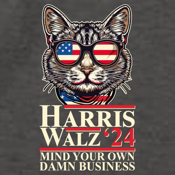 Kamala Harris Tim Walz 2024 Mind Your Own Damn Business Patriotic Cat Vector Backpack