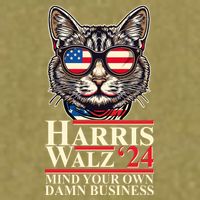 Kamala Harris Tim Walz 2024 Mind Your Own Damn Business Patriotic Cat Garment-Dyed Women's Muscle Tee
