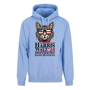 Kamala Harris Tim Walz 2024 Mind Your Own Damn Business Patriotic Cat Unisex Surf Hoodie