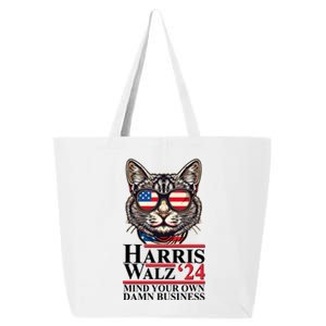 Kamala Harris Tim Walz 2024 Mind Your Own Damn Business Patriotic Cat 25L Jumbo Tote