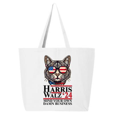 Kamala Harris Tim Walz 2024 Mind Your Own Damn Business Patriotic Cat 25L Jumbo Tote