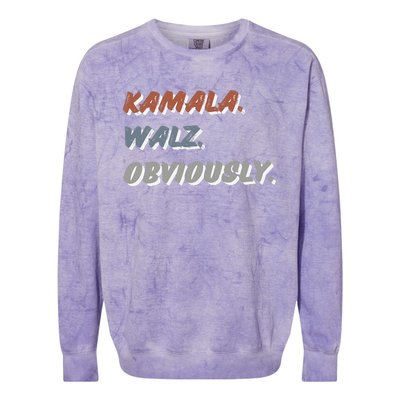 Kamala Harris Tim Walz Obviously Vote Harris Waltz 2024 Colorblast Crewneck Sweatshirt