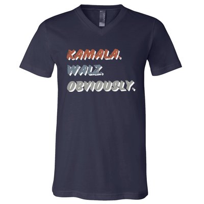 Kamala Harris Tim Walz Obviously Vote Harris Waltz 2024 V-Neck T-Shirt