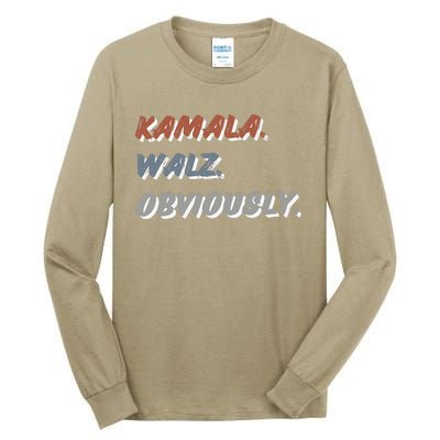 Kamala Harris Tim Walz Obviously Vote Harris Waltz 2024 Tall Long Sleeve T-Shirt