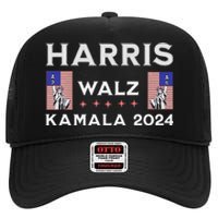 Kamala Harris Tim Walz 2024 High Crown Mesh Back Trucker Hat