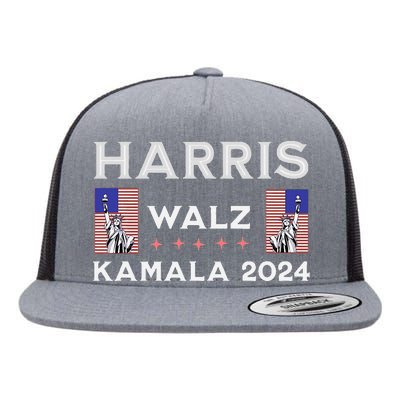 Kamala Harris Tim Walz 2024 Flat Bill Trucker Hat