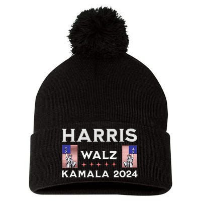 Kamala Harris Tim Walz 2024 Pom Pom 12in Knit Beanie