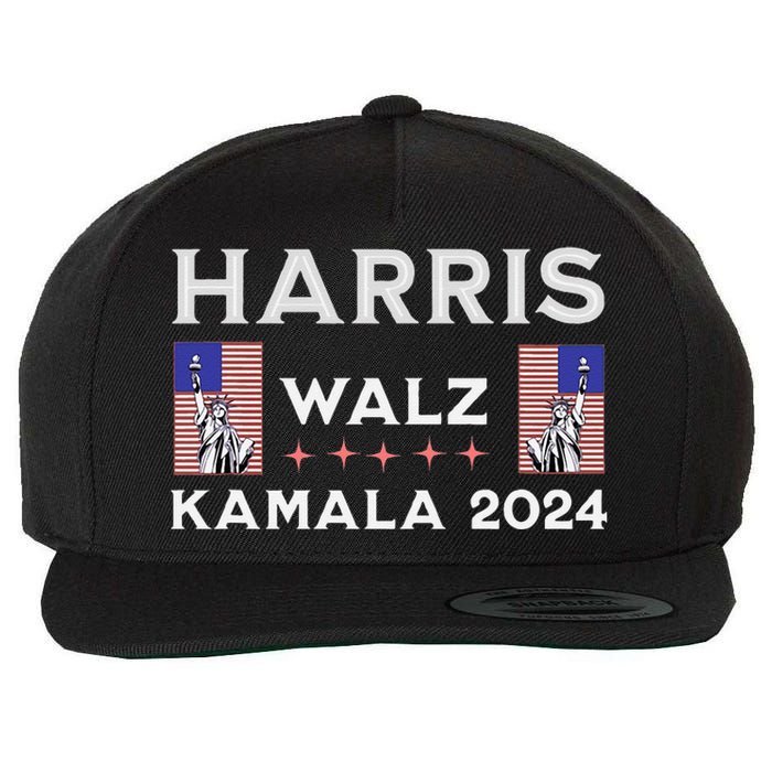 Kamala Harris Tim Walz 2024 Wool Snapback Cap