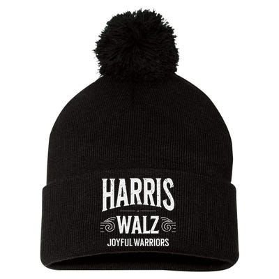 Kamala Harris Tim Walz Waltz 2024 Joyful Warriors Pom Pom 12in Knit Beanie